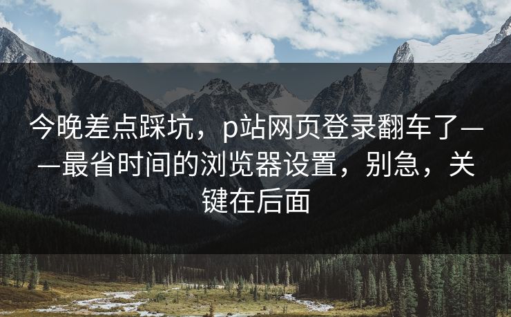 今晚差点踩坑，p站网页登录翻车了——最省时间的浏览器设置，别急，关键在后面