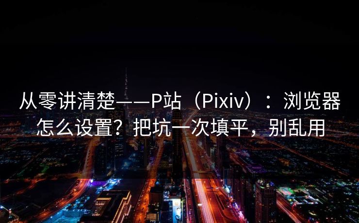 从零讲清楚——P站（Pixiv）：浏览器怎么设置？把坑一次填平，别乱用