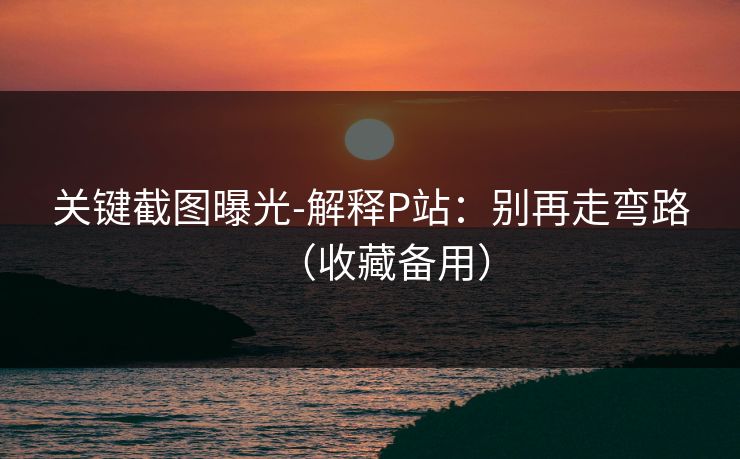 关键截图曝光-解释P站：别再走弯路（收藏备用）