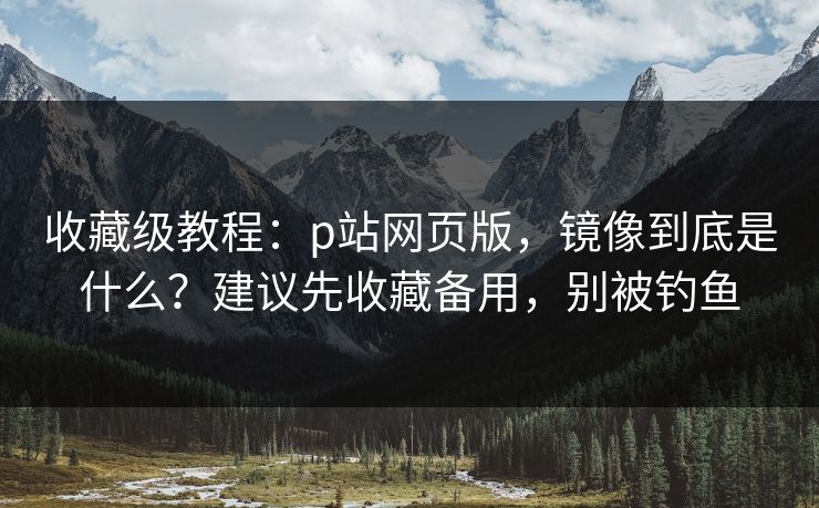 收藏级教程：p站网页版，镜像到底是什么？建议先收藏备用，别被钓鱼