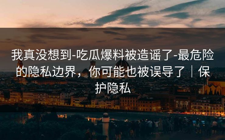 我真没想到-吃瓜爆料被造谣了-最危险的隐私边界，你可能也被误导了｜保护隐私
