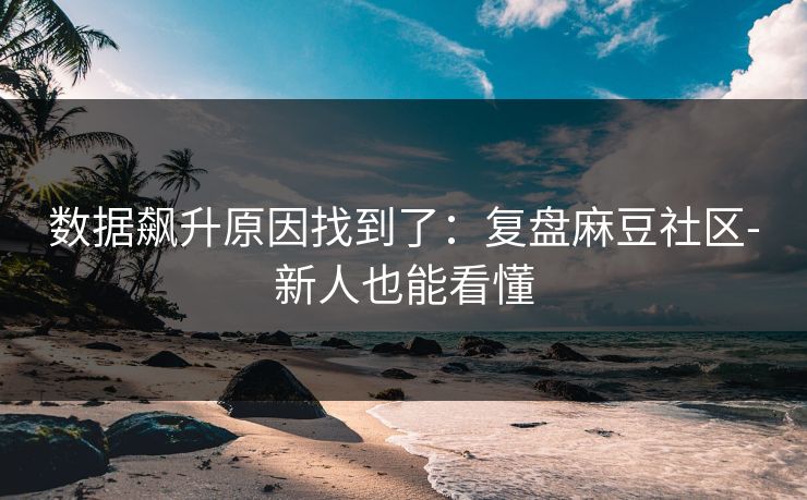 数据飙升原因找到了：复盘麻豆社区-新人也能看懂