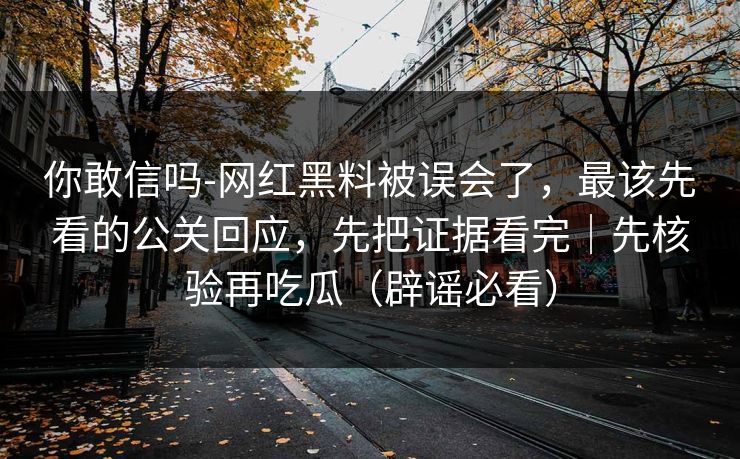 你敢信吗-网红黑料被误会了，最该先看的公关回应，先把证据看完｜先核验再吃瓜（辟谣必看）