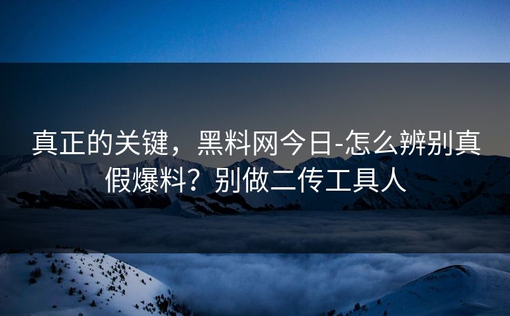 真正的关键，黑料网今日-怎么辨别真假爆料？别做二传工具人