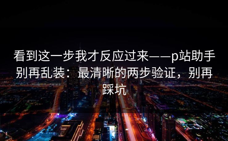 看到这一步我才反应过来——p站助手别再乱装：最清晰的两步验证，别再踩坑