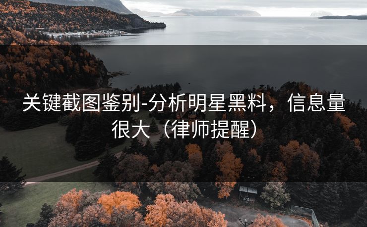 关键截图鉴别-分析明星黑料，信息量很大（律师提醒）