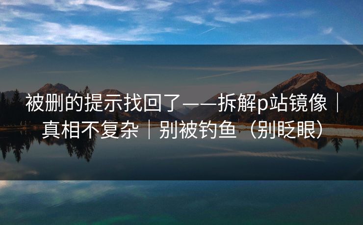 被删的提示找回了——拆解p站镜像｜真相不复杂｜别被钓鱼（别眨眼）