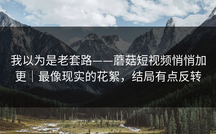 我以为是老套路——蘑菇短视频悄悄加更｜最像现实的花絮，结局有点反转