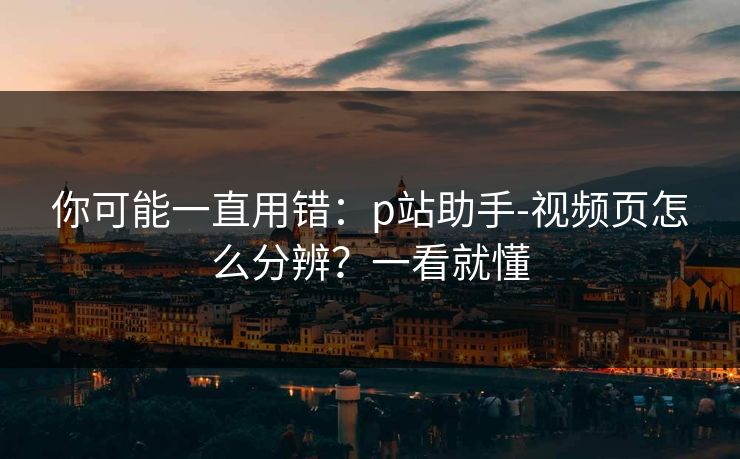你可能一直用错：p站助手-视频页怎么分辨？一看就懂