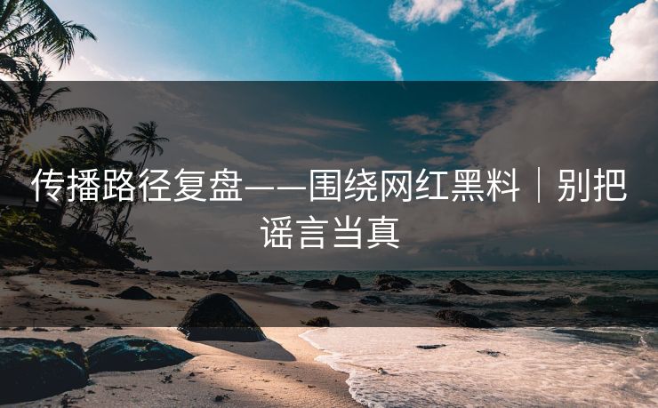 传播路径复盘——围绕网红黑料｜别把谣言当真